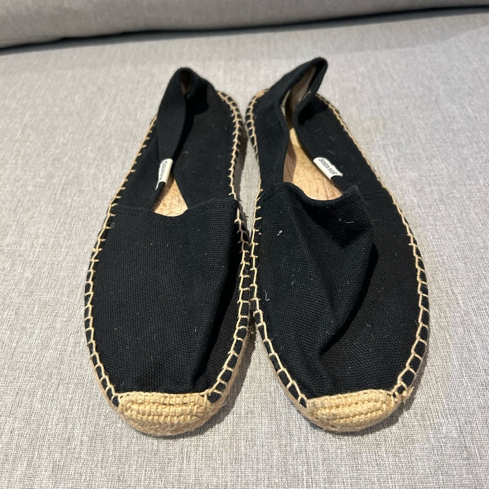Soludos Black Espadrille Flats with Jute Sole